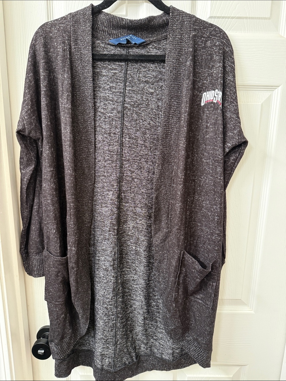 boxercraft gray/black heather Open-Front Cardigan with Ohio State Logo